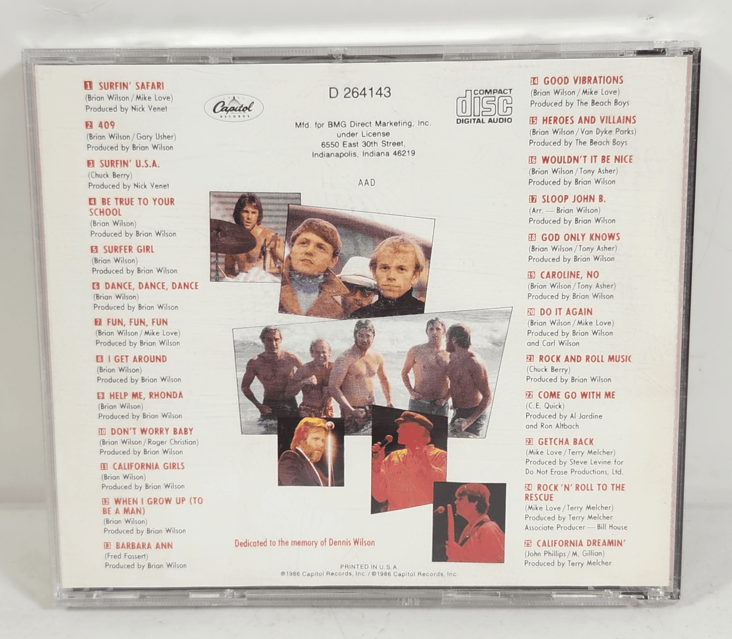 Made In U.S.A. By Beach Boys Music CD 1986 Capitol Records - Thumbnail 2