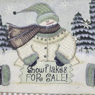Snowman Stone Wall Hanging Decor Snowflakes For Sale Holiday Winter - Thumbnail 2