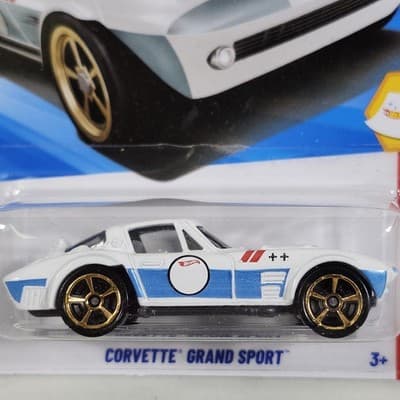 2026 Hot Wheels Corvette Grand Sport Then and Now White Car 1/64 Toy Vehicle NEW - Thumbnail 2