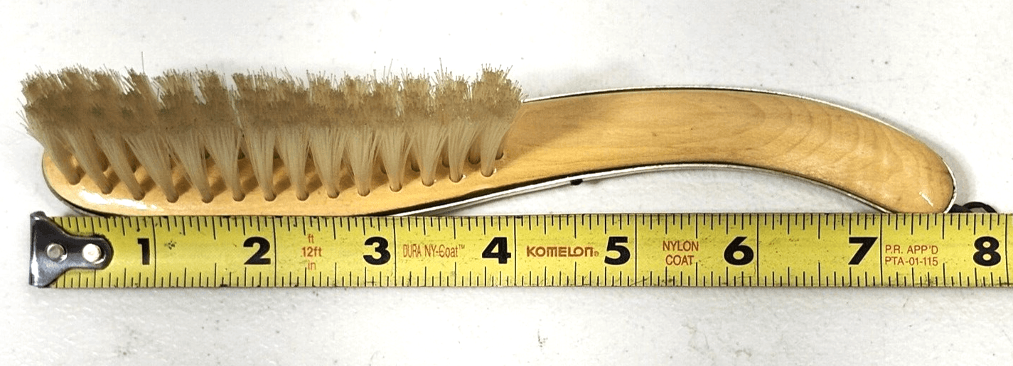 Vintage Metal Wood Hairbrush Brown Travel Purse Brush - Thumbnail 5