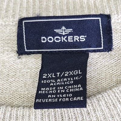 Dockers Sweater Mens 2XL Tall Diamond Pattern Knit Crewneck Pullover - Thumbnail 7