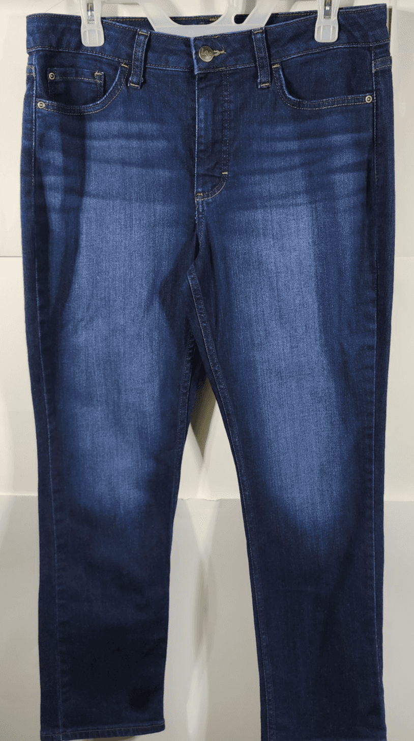 Lee Jeans Womens 12S Blue Denim Straight Leg Pants - Thumbnail 5