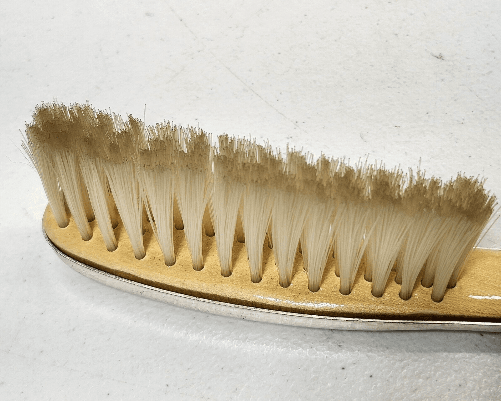 Vintage Metal Wood Hairbrush Brown Travel Purse Brush - Thumbnail 8