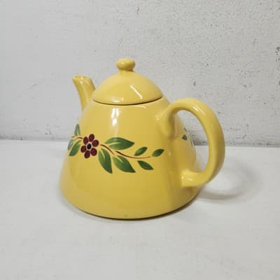 Vintage Christineholm Teapot Sweden 1970s Yellow Retro Kitchen Home Decor - Thumbnail 3