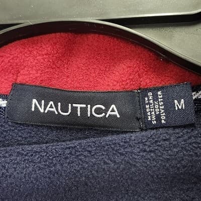 Nautica Men's M Red 1/4 Zip Fleece Pullover Long Sleeve - Thumbnail 7