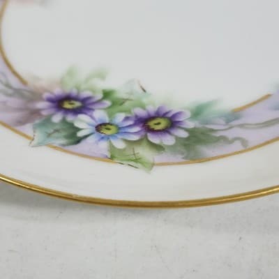 Thomas Bavaria Hand Painted Plate Purple Violets Gold Trim 6.5" Vintage - Thumbnail 4