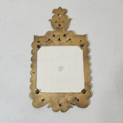 Vintage Napcoware 50th Anniversary 9" Brass Trivet Ceramic Inlay Gold White - Thumbnail 9