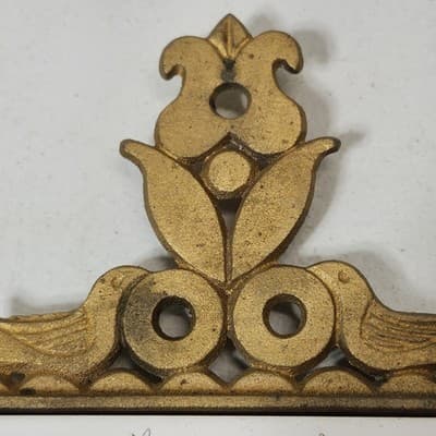 Vintage Napcoware 50th Anniversary 9" Brass Trivet Ceramic Inlay Gold White - Thumbnail 3