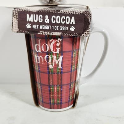 Dog Mom Cup Tall Plaid Mug & Cocoa NEW - Thumbnail 2
