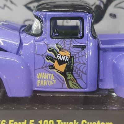 M2 Machines Fanta 1956 Ford F-100 Truck Custom Halloween 1/64 Toy Vehicle NEW - Thumbnail 3