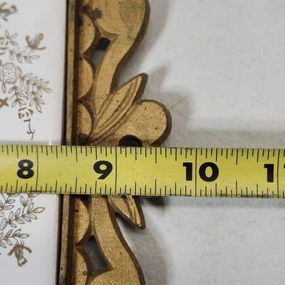 Vintage Napcoware 50th Anniversary 9" Brass Trivet Ceramic Inlay Gold White - Thumbnail 6