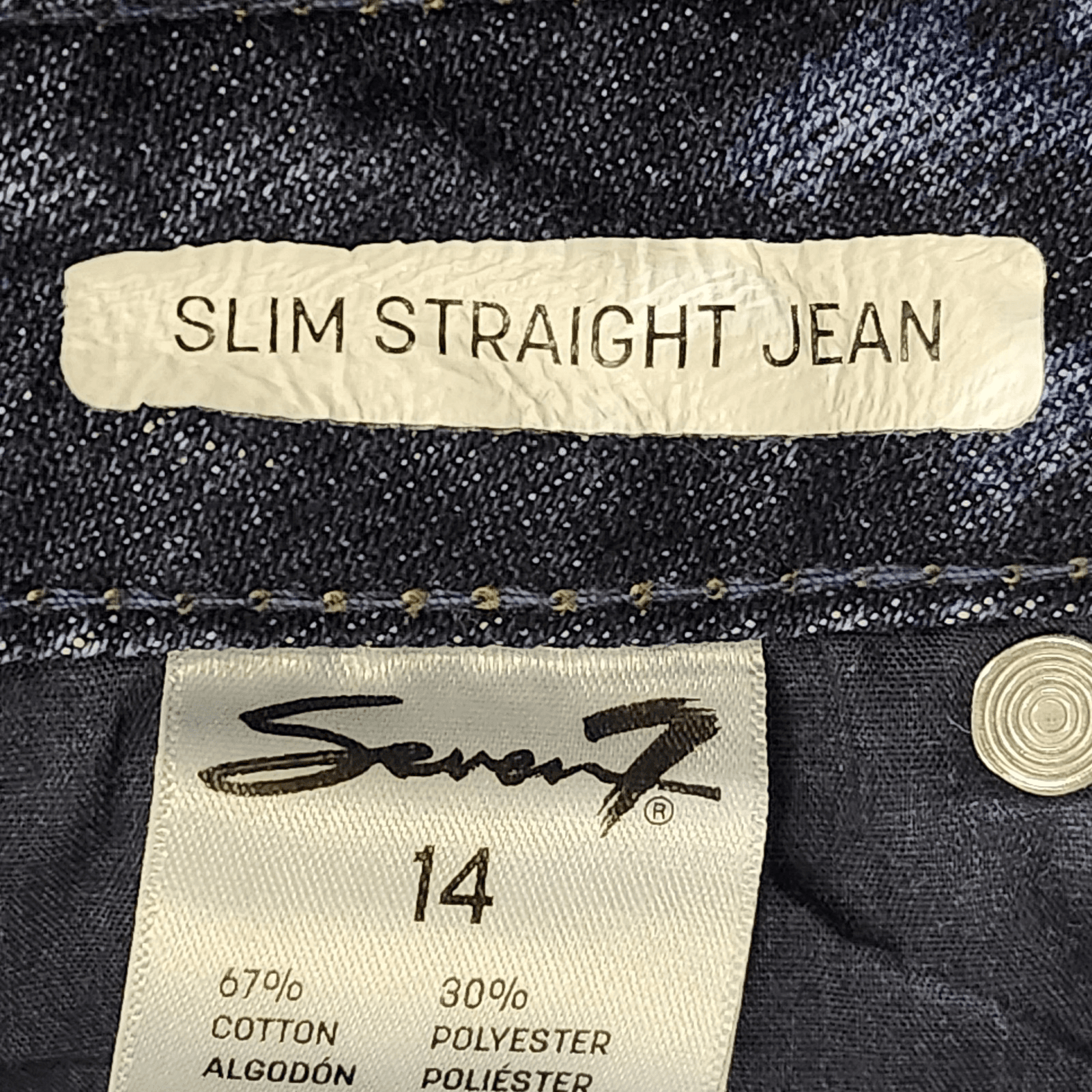 Seven 7 Jeans Women's 14 Blue Slim Straight Stretch Denim Medium Wash - Thumbnail 8