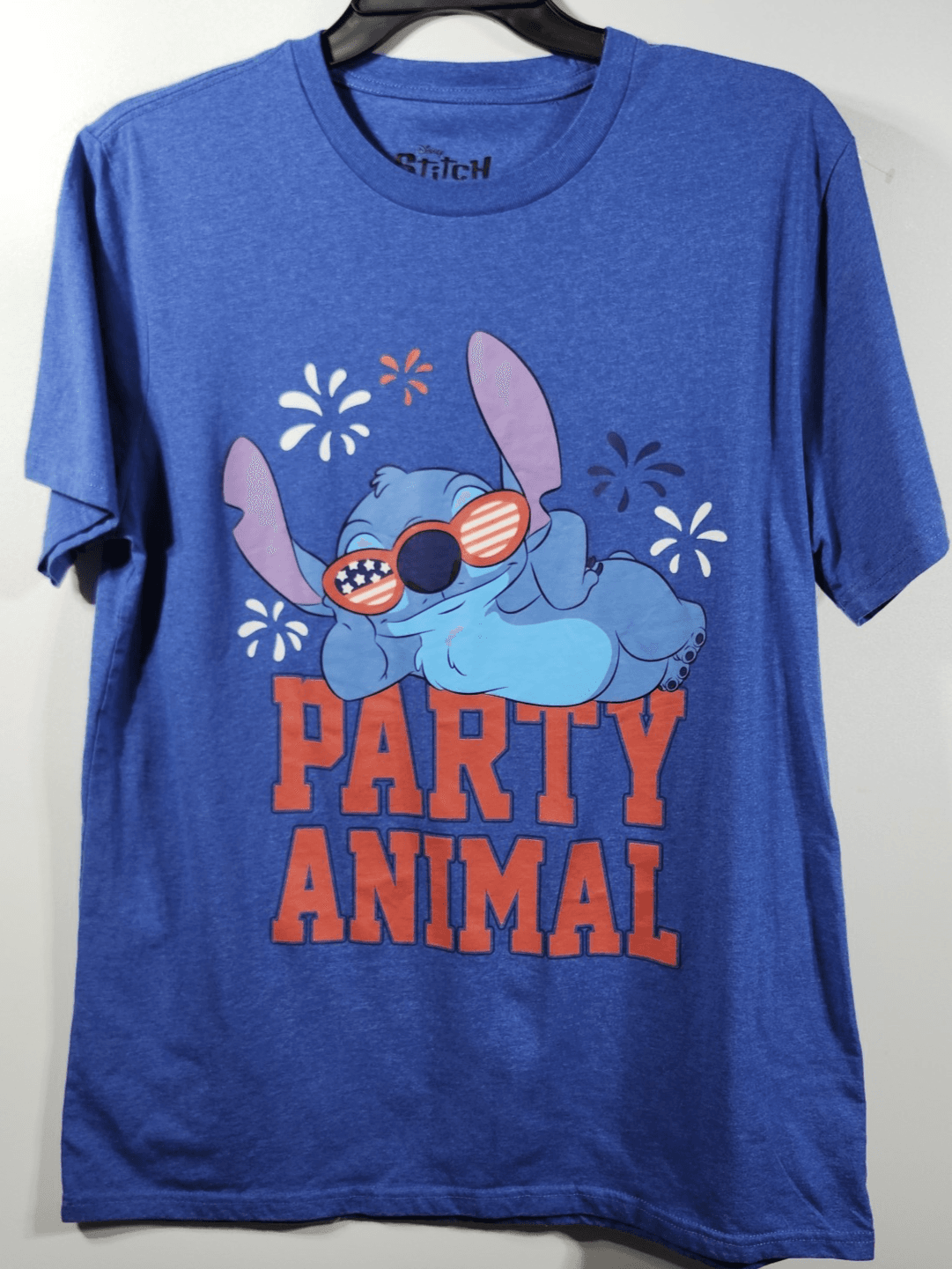 Disney Stitch Shirt Mens XL Party Animal Graphic Tee Blue Short Sleeve