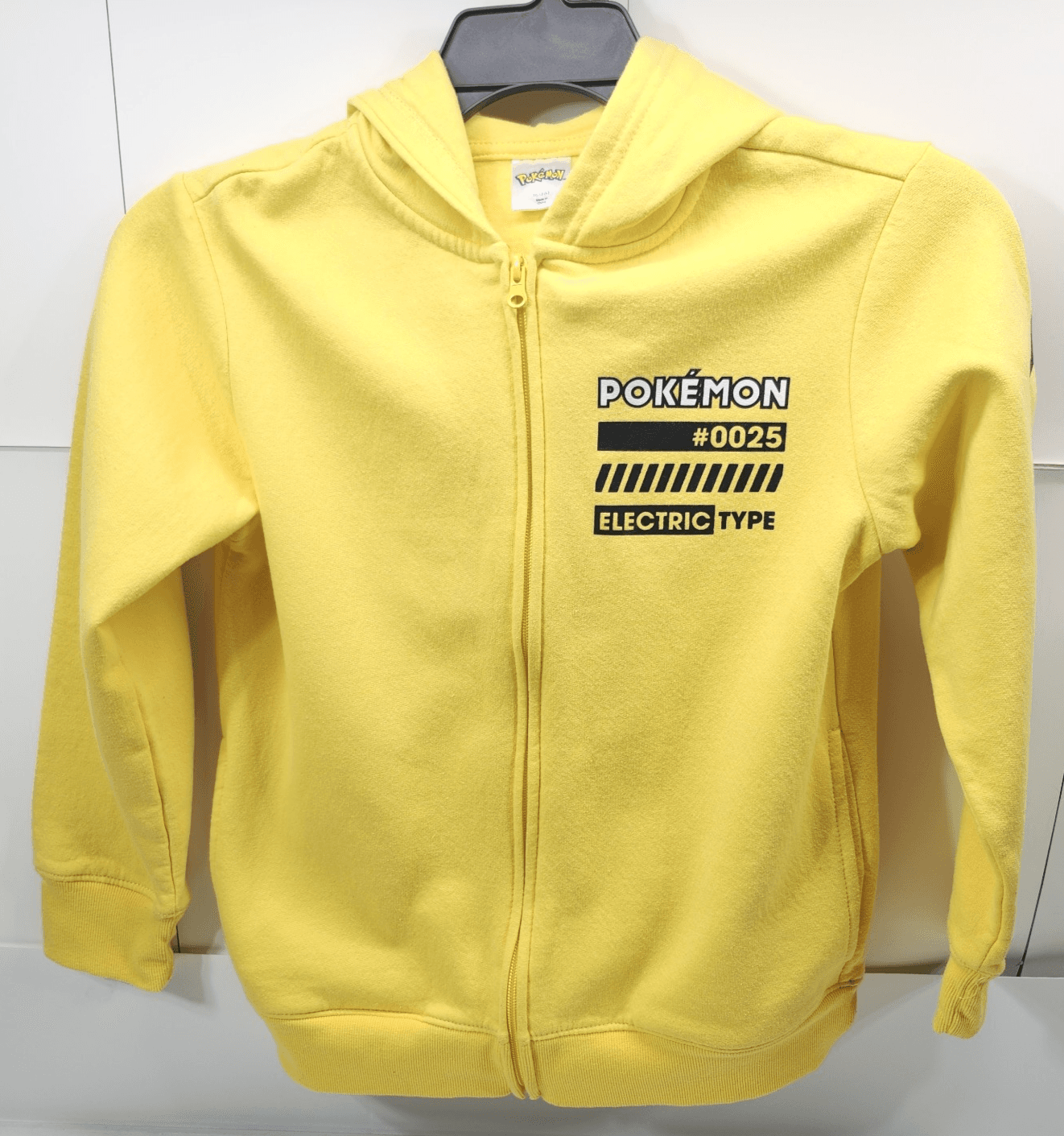 Pokemon Pikachu Boys Hooded Sweatshirt Size Large 10/12 Yellow Full Zip