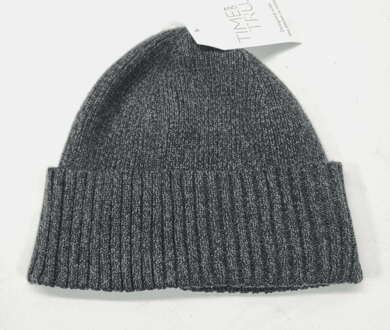 Time And Tru Green Cable Knit Rim Stocking Cap Hat One Size NEW