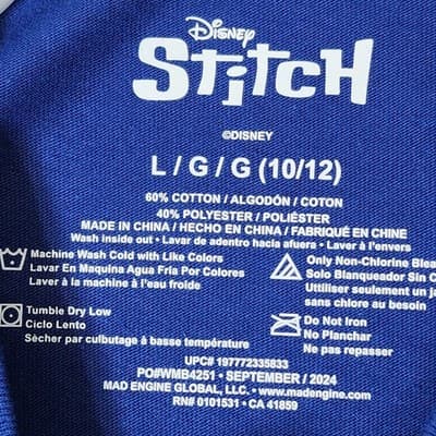 Disney Lilo & Stitch "Up To Snow Good" Graphic T-shirt Boys Size L NEW - Thumbnail 8