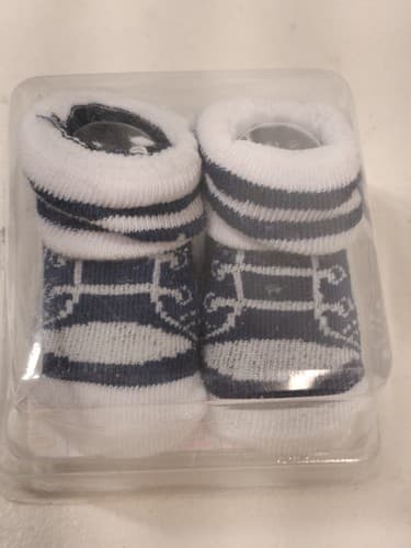 Infant Booties 0-12 Months Blue Tennis Shoes Socks Swiggles Baby Stripe White - Thumbnail 3
