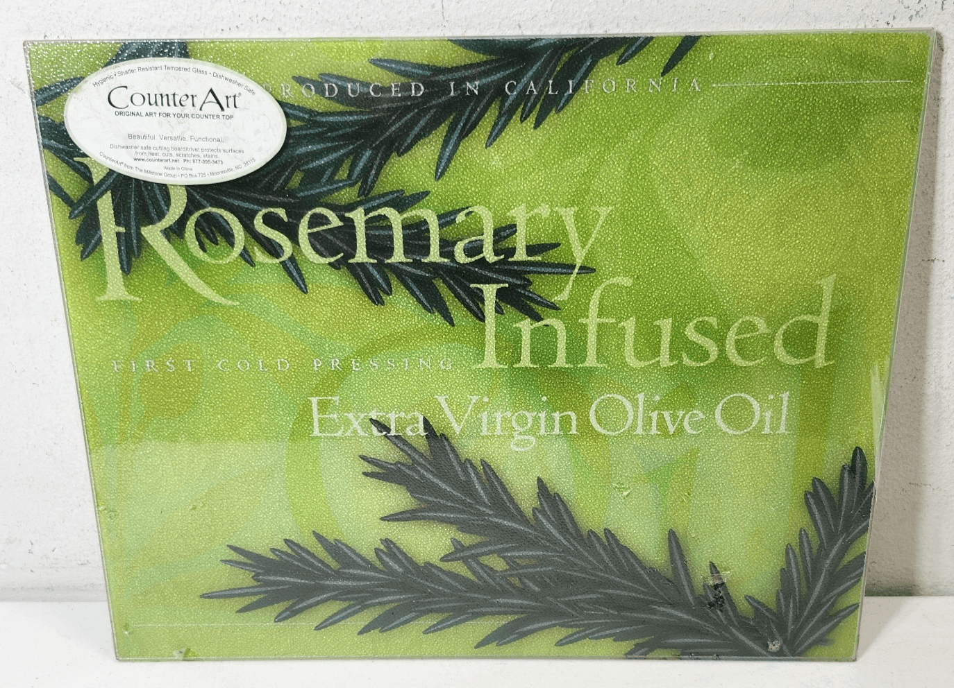 Counterart Rosemary Infused Decorative Heat Tolerant Glass Cutting Board
