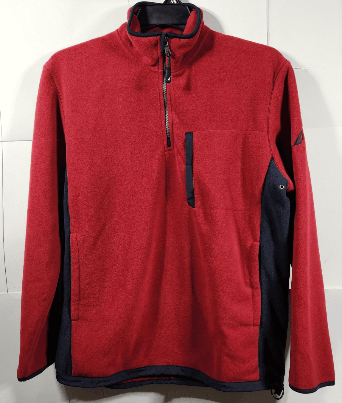 Nautica Men's M Red 1/4 Zip Fleece Pullover Long Sleeve