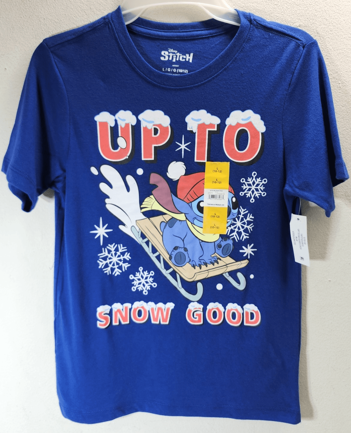 Disney Lilo & Stitch "Up To Snow Good" Graphic T-shirt Boys Size L NEW - Thumbnail 5