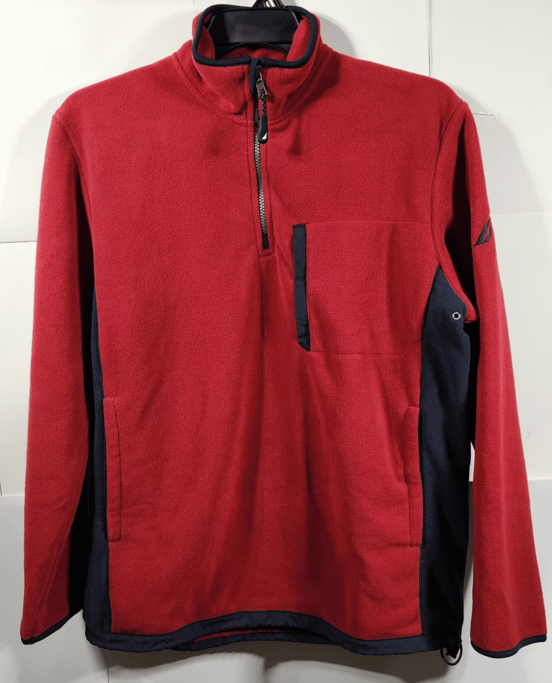 Nautica Men's M Red 1/4 Zip Fleece Pullover Long Sleeve - Thumbnail 5