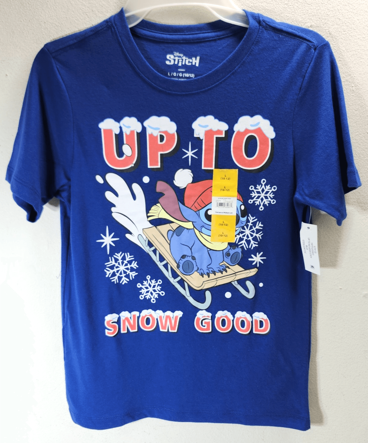 Disney Lilo & Stitch "Up To Snow Good" Graphic T-shirt Boys Size L NEW