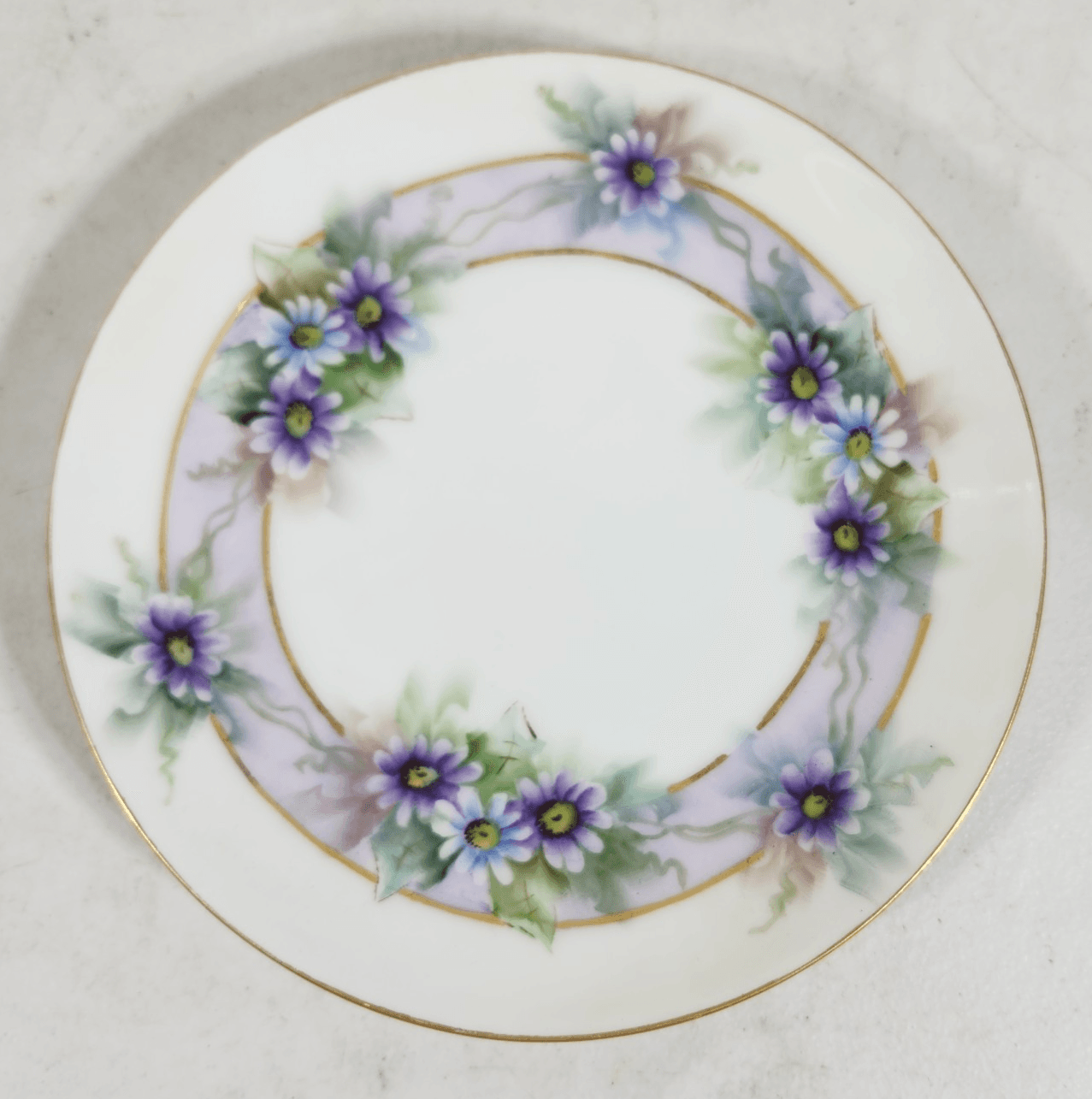 Thomas Bavaria Hand Painted Plate Purple Violets Gold Trim 6.5" Vintage - Thumbnail 2