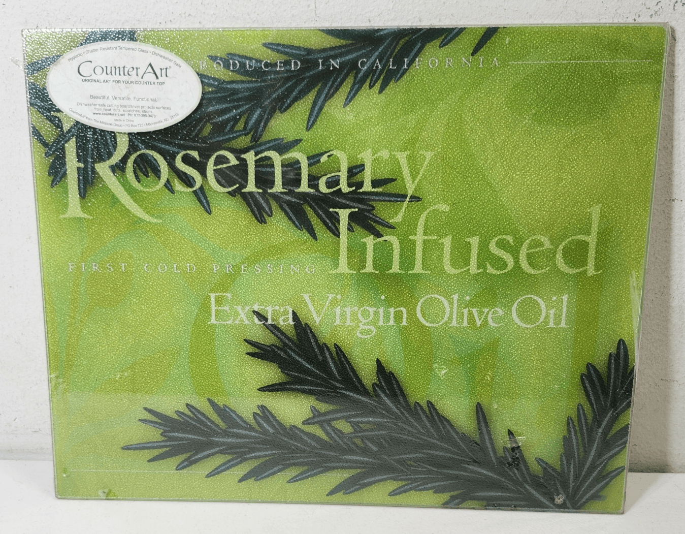 Counterart Rosemary Infused Decorative Heat Tolerant Glass Cutting Board - Thumbnail 2