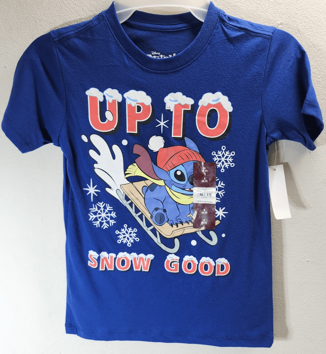 Disney Lilo & Stitch "Up To Snow Good" Graphic T-shirt Boys Size Small NEW - Thumbnail 5