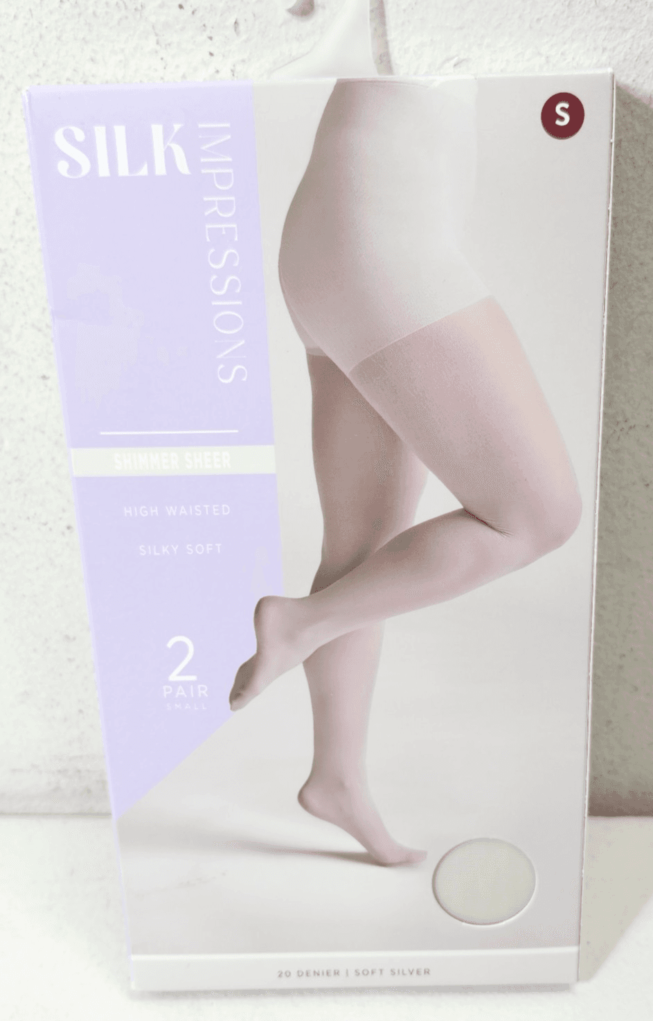 Silk Impressions Pantyhose 2 Pack Small Silver 20 Denier Shimmer Sheer