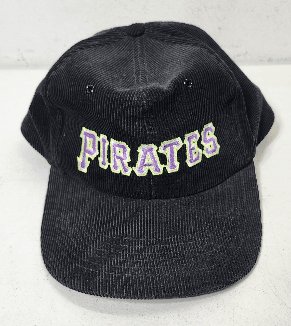 Vintage MLB Pittsburgh Pirates Snapback Hat Baseball Trucker Cap Corduroy Neon
