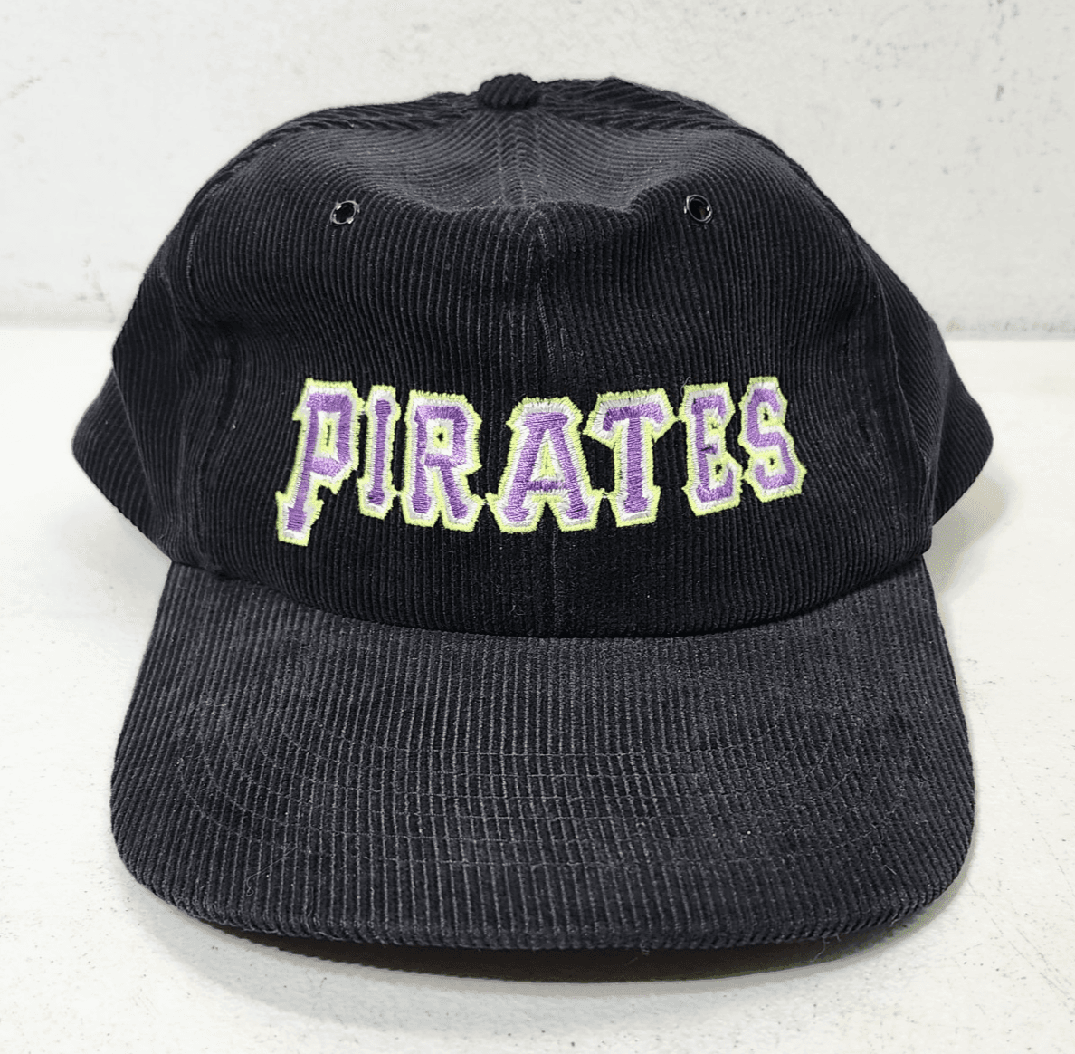 Vintage MLB Pittsburgh Pirates Snapback Hat Baseball Trucker Cap Corduroy Neon - Thumbnail 2