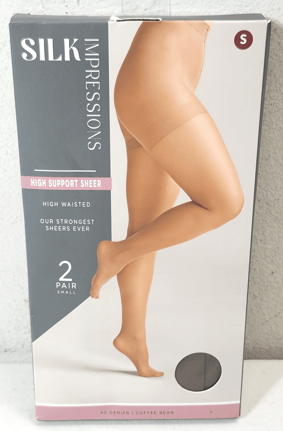 Silk Impressions Pantyhose 2 Pack Small Coffee Bean 40 Denier High Support Sheer