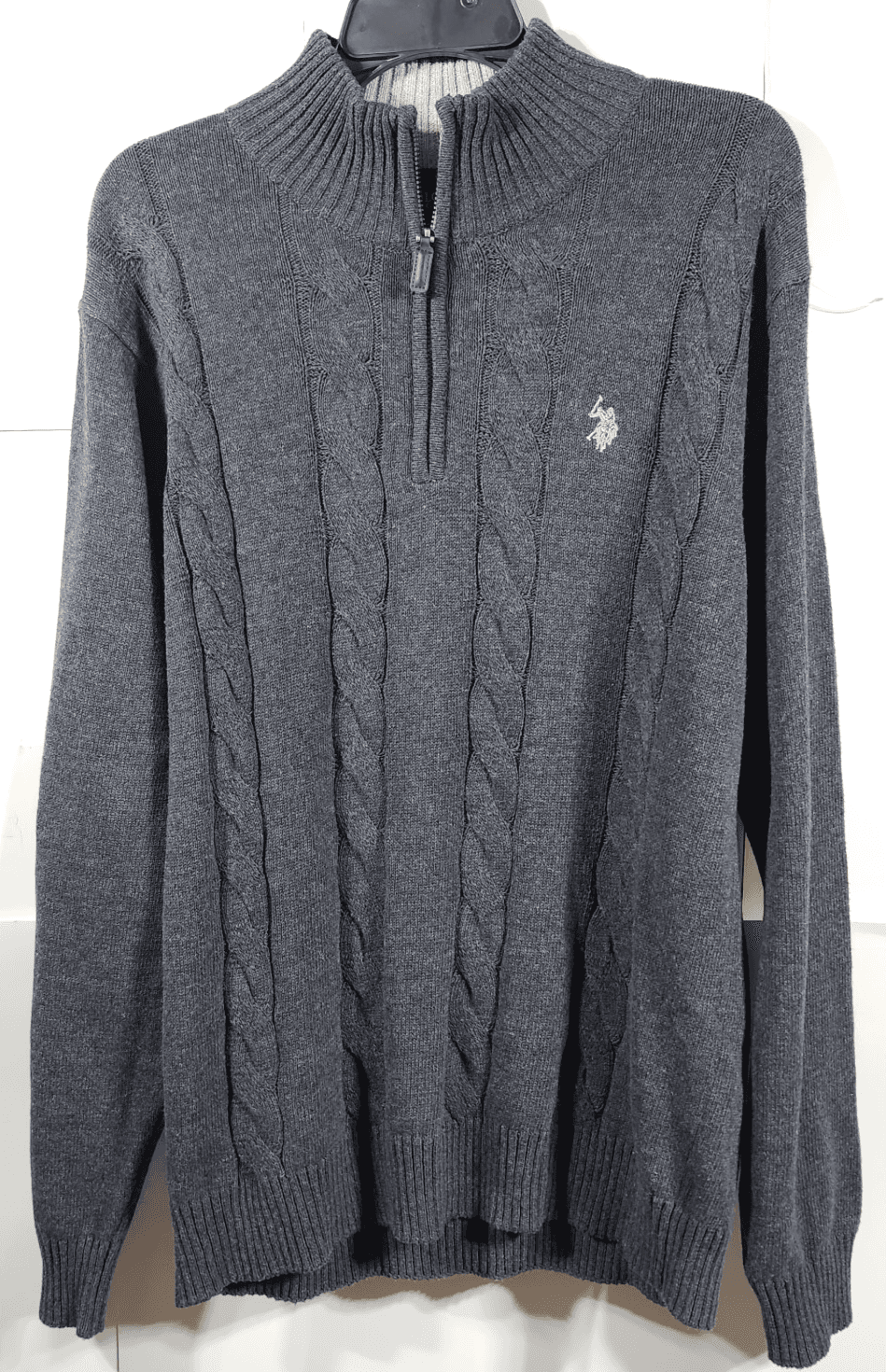 US Polo Assn Men’s M 1/4 Zip Sweater Gray Long Sleeve