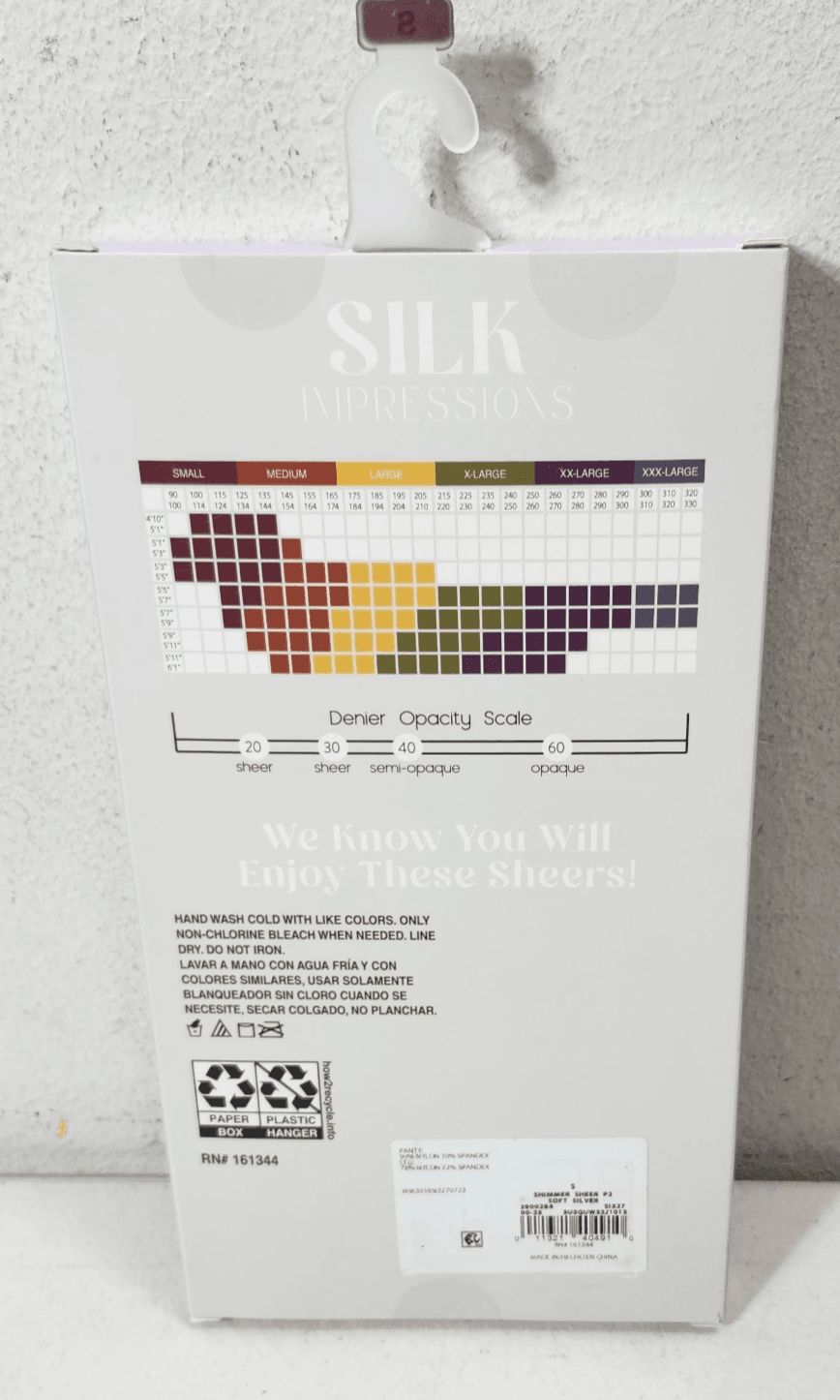 Silk Impressions Pantyhose 2 Pack Small Silver 20 Denier Shimmer Sheer - Thumbnail 7