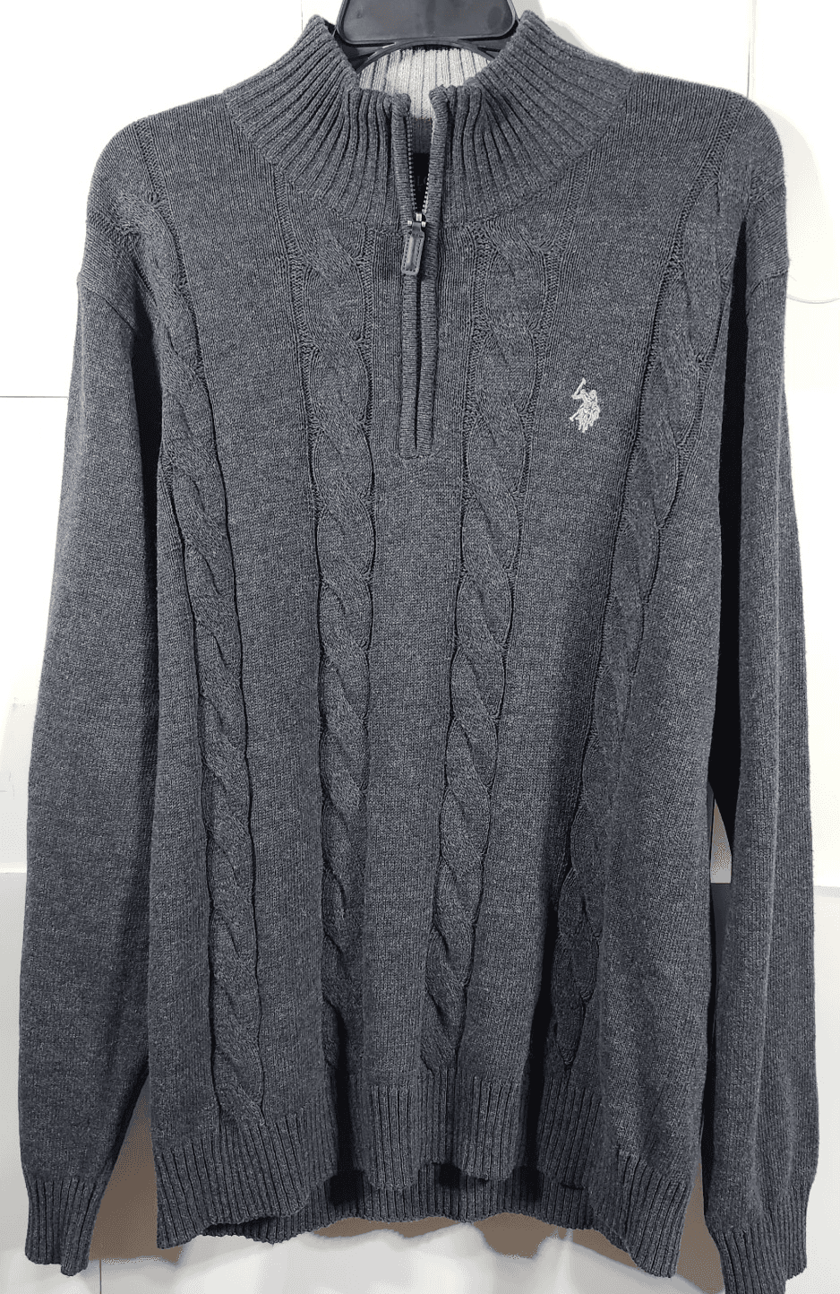 US Polo Assn Men’s M 1/4 Zip Sweater Gray Long Sleeve - Thumbnail 5