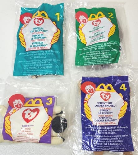 1996 McDonald's Happy Meal Ty Teenie Beanie Spunky Chops Freckles Antsy Lot NEW - Thumbnail 2