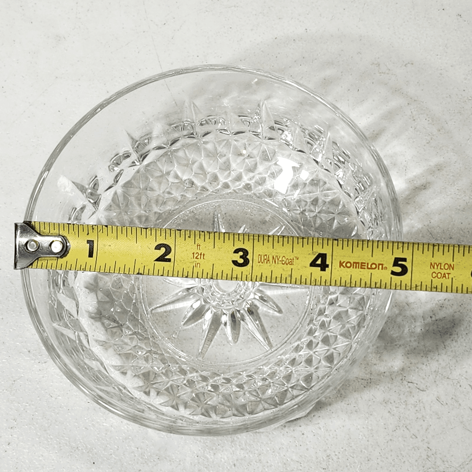 Arcoroc France 5" Clear Glass Bowl Starburst Diamond Pattern - Thumbnail 7