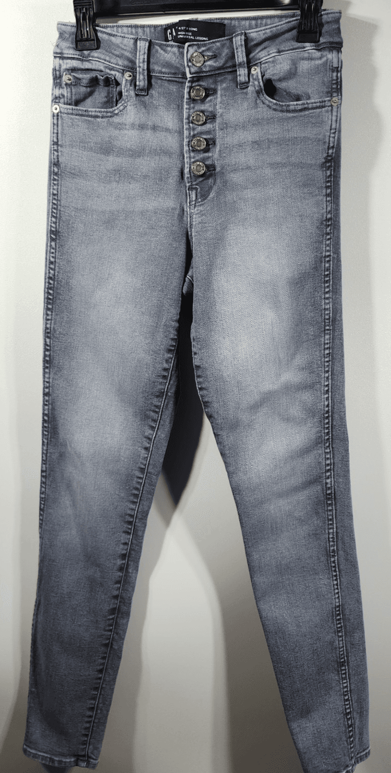 GAP Denim Women's Universal Legging Size 4/27 Jeans Tall Gray Stretch High Rise - Thumbnail 5