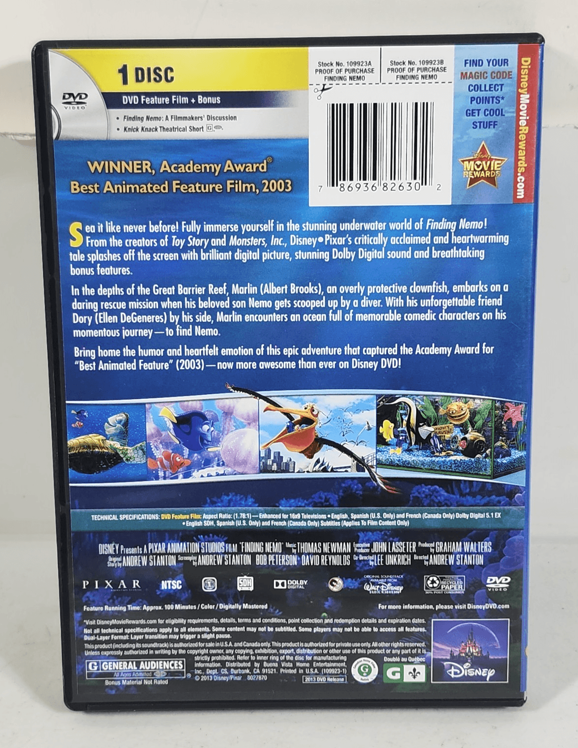 Finding Nemo DVD Movie Disney Cartoon - Thumbnail 3