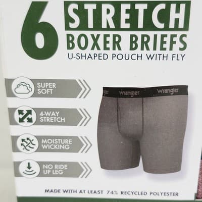 Wrangler Men's XL 6 Pair Boxer Briefs Underwear Stretch Moisture Wicking NEW - Thumbnail 2