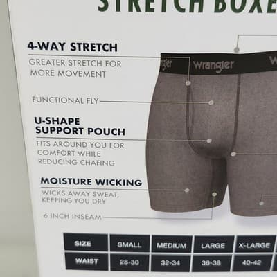 Wrangler Men's XL 6 Pair Boxer Briefs Underwear Stretch Moisture Wicking NEW - Thumbnail 5