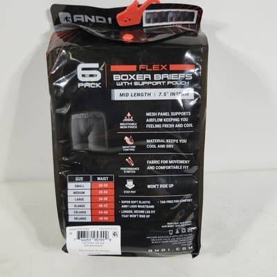 AND1 Men's M Flex Mid Length Boxer Briefs 6 Pairs Underwear NEW - Thumbnail 7