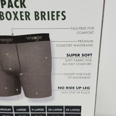 Wrangler Men's XL 6 Pair Boxer Briefs Underwear Stretch Moisture Wicking NEW - Thumbnail 6
