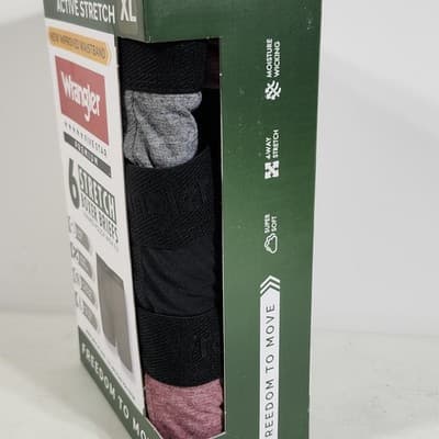 Wrangler Men's XL 6 Pair Boxer Briefs Underwear Stretch Moisture Wicking NEW - Thumbnail 3