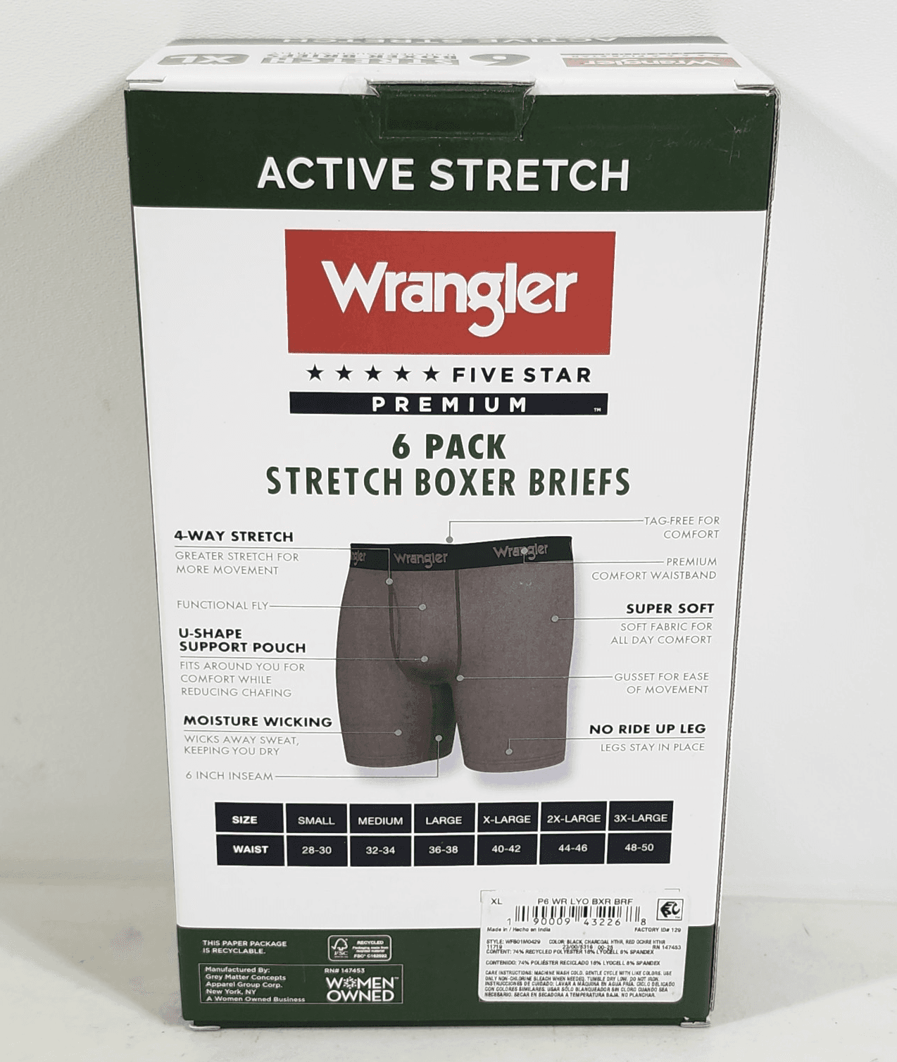Wrangler Men's XL 6 Pair Boxer Briefs Underwear Stretch Moisture Wicking NEW - Thumbnail 7