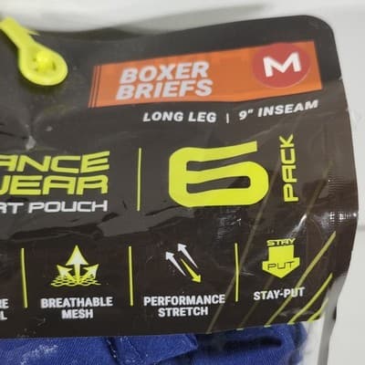 AND1 Long-Leg Boxer Briefs 6-Pack Men's Size M Underwear Breathable Stretch NEW - Thumbnail 2