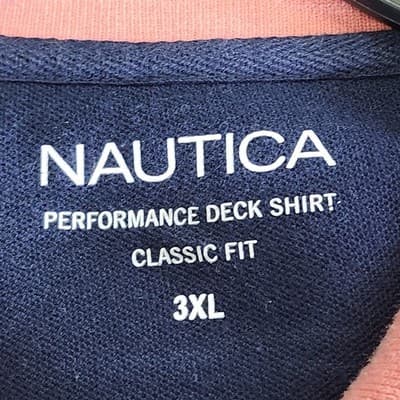 Nautica Polo Shirt Men's 3XL Blue Pink Striped Short Sleeve Classic Fit - Thumbnail 7