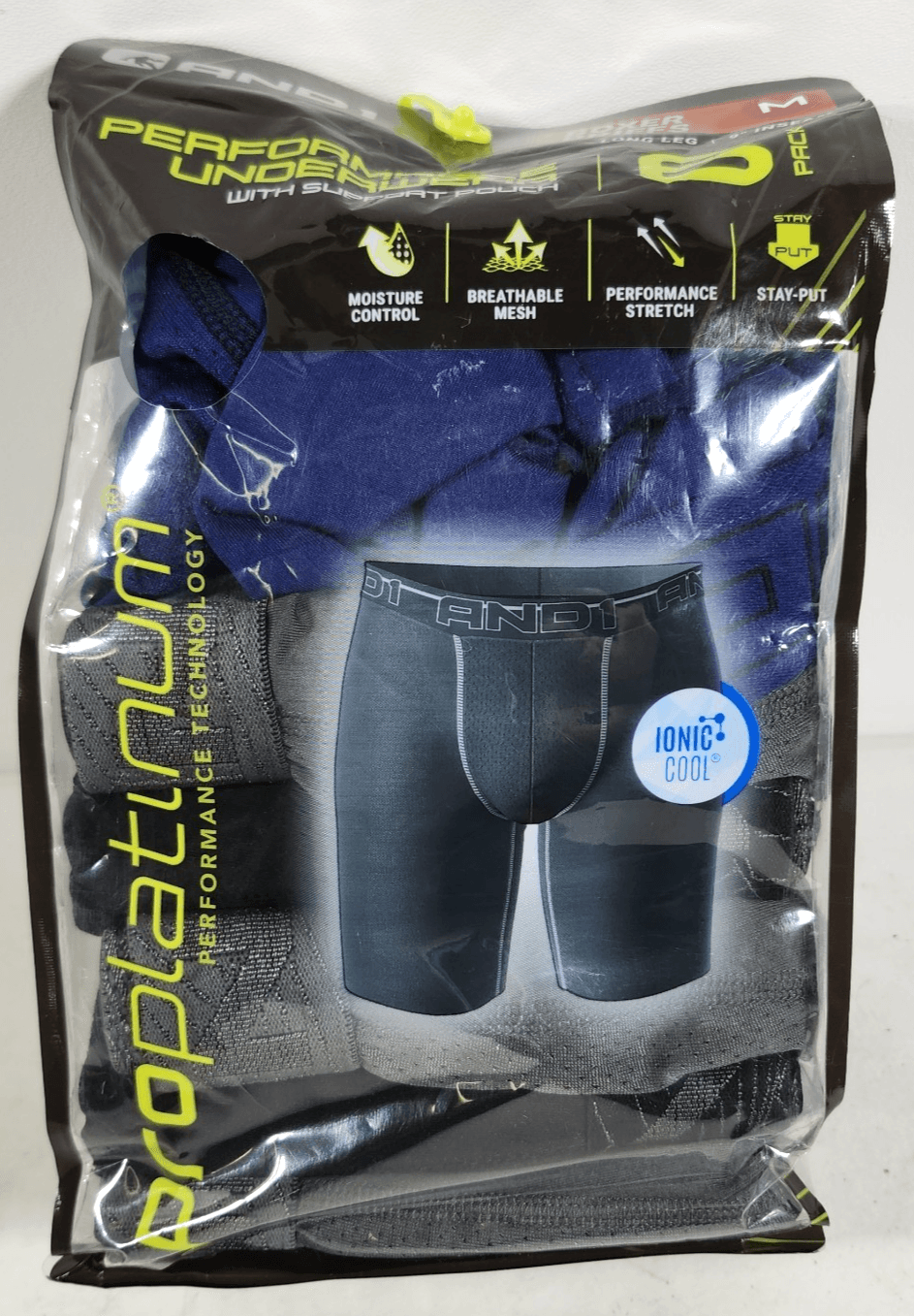 AND1 Long-Leg Boxer Briefs 6-Pack Men's Size M Underwear Breathable Stretch NEW