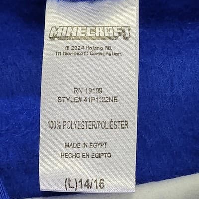 Minecraft Boy's Large Hoodie Blue Long Sleeve Pullover Hooded Sweatshirt NEW - Thumbnail 7